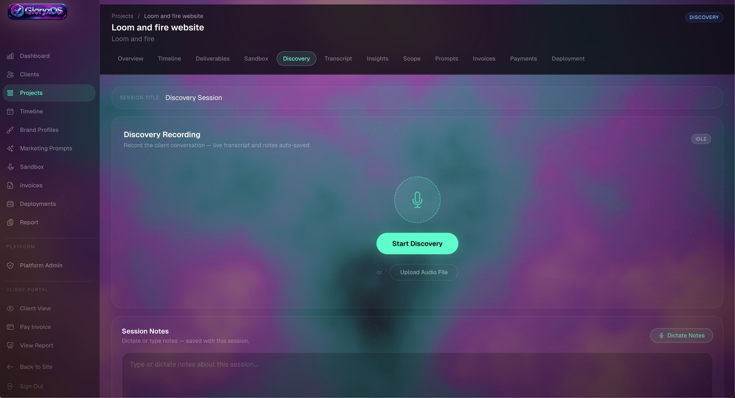 Discovery Session - Record client conversations with live transcript
