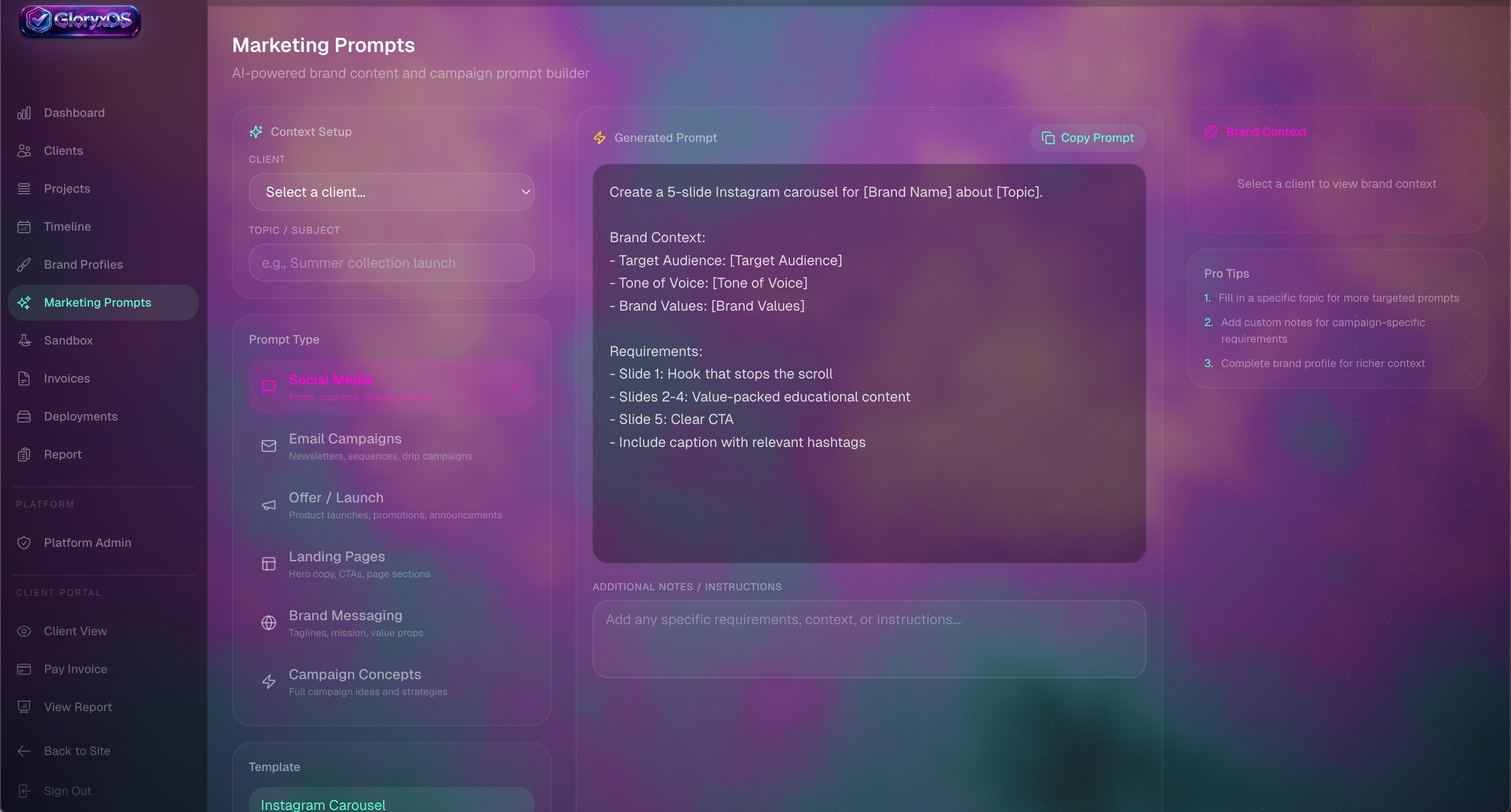 Marketing Prompts - AI-powered brand content and campaign prompt builder